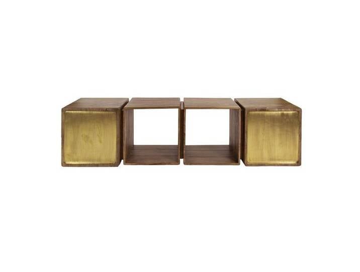 Feeling4Home TV-Board TV-Board Latona - Mangoholz massiv Braun mit Messingdekor, 170 cm, Schwebendes Design mit Schubladefront in Messingoptik, braun von 4Home