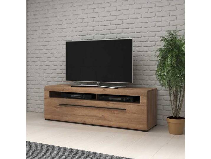 Fernsehlowboard in Eichefarben und Schwarz einer Schublade von 4Home