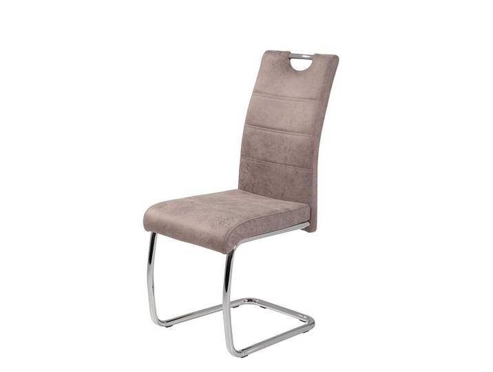 Freischwinger Stuhl in Beige Microfaser hoher Lehne (2er Set) von 4Home