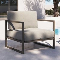 Garten Sessel in Hellgrau und Dunkelgrün Bügelgestell aus Metall von 4Home