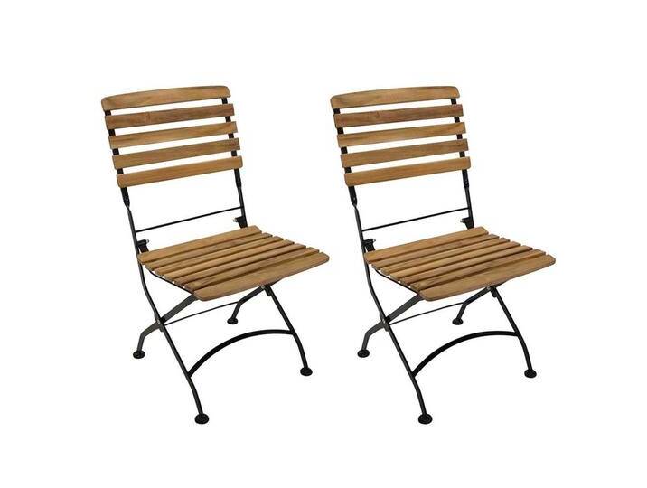 Gartenklappstühle aus Teak Massivholz und Stahl (2er Set) von 4Home