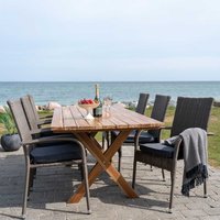 Gartenmöbelset 6 Stühle Kunstrattan Tisch Teakholz (siebenteilig) von 4Home