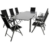 Gartensitzgruppe in Schwarz und Grau klappbaren Stühlen (neunteilig) von 4Home