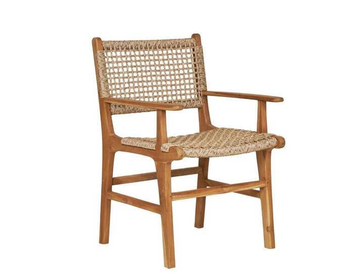 Gartenstuhl Balkonstuhl aus Teak Massivholz und Kordel (2er Set) von 4Home