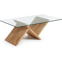 Glas Couchtisch aus Eiche Massivholz 120 cm breit von 4Home