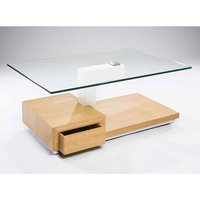 Glas Couchtisch mit Asteiche furniert 100 cm von 4Home