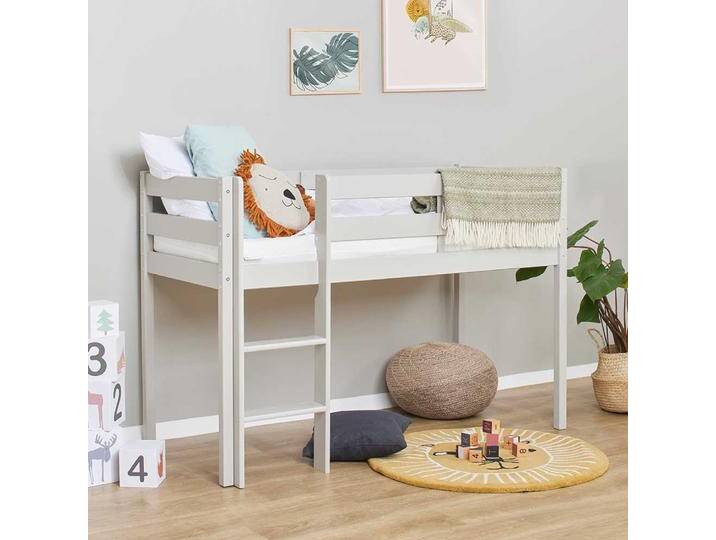 Halbhochbett Kinder Halbhochbett in Grau inklusive Leiter von 4Home