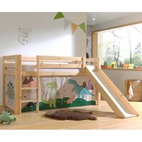 Halbhochbett Kinder mit Rutsche Vorhang Set Dino von 4Home