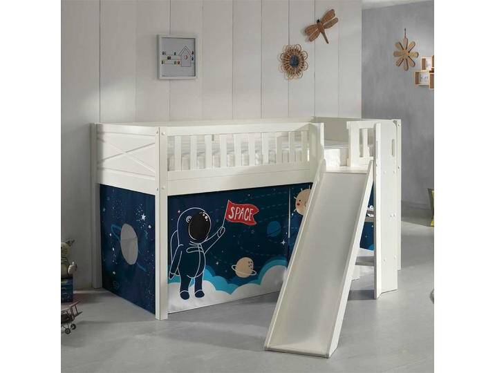 Halbhohes Bett aus Kiefer Massivholz Leiter von 4Home