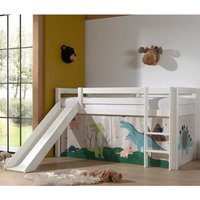 Halbhohes Rutschen Bett in Weiß Dinosaurier Motiv von 4Home