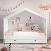Hausbett mit Rollrost in Weiß optionale Bettschublade von 4Home