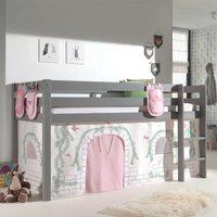 Hochbett Kind in Grau und Rosa Vorhang von 4Home