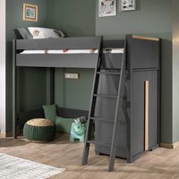 Hochbett mit Schrank in Anthrazit Buchefarben (zweiteilig) von 4Home