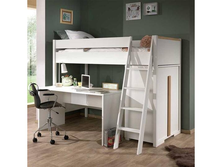 Hochbett mit Schreibtisch und Schrank Skandi Design (dreiteilig) von 4Home