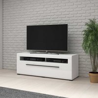 Hochglanz Fernsehmöbel in Weiß einer Schublade und Gerätefach von 4Home