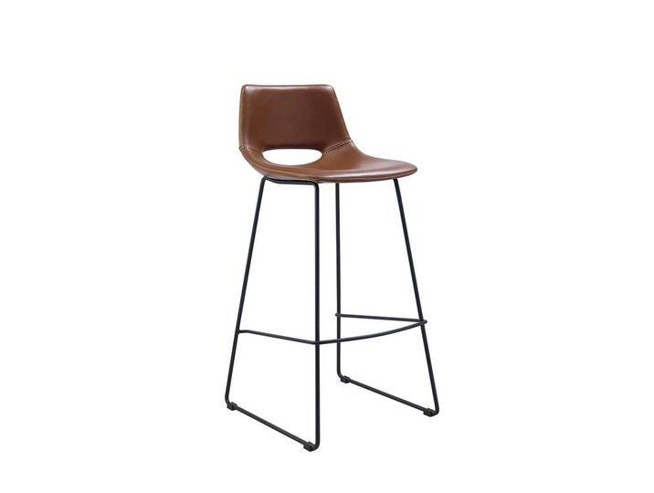 Hochhocker aus Kunstleder Braun Bügelgestell und Lehne (2er Set) von 4Home
