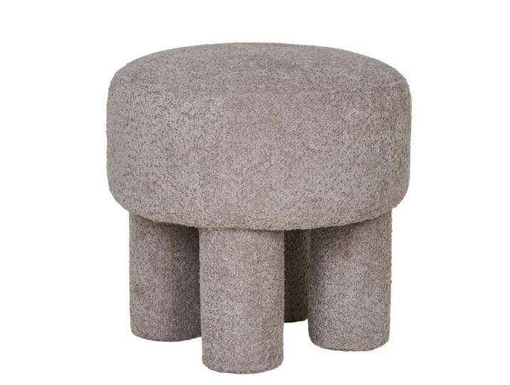 Hocker Sitzhocker aus Boucle Stoff in runder Form von 4Home