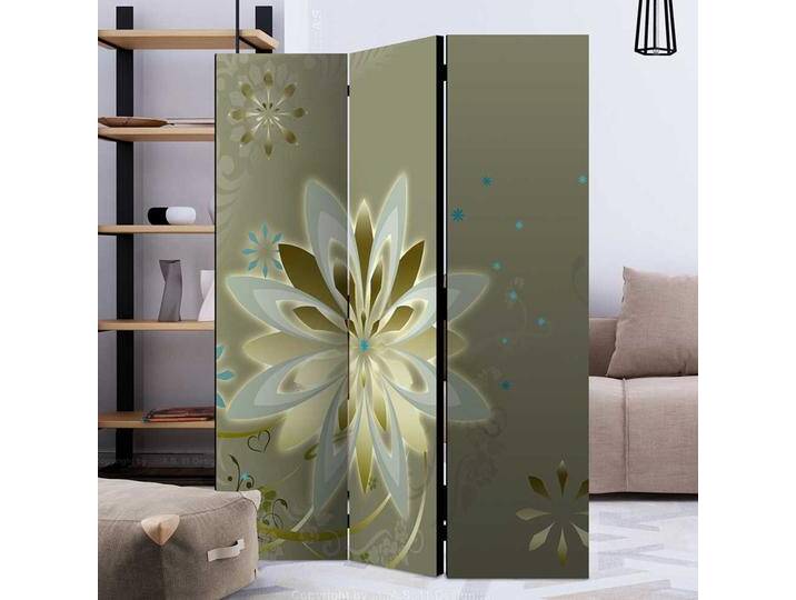 Hoher Paravent in Grau und Goldfarben Leinwand Füllung von 4Home
