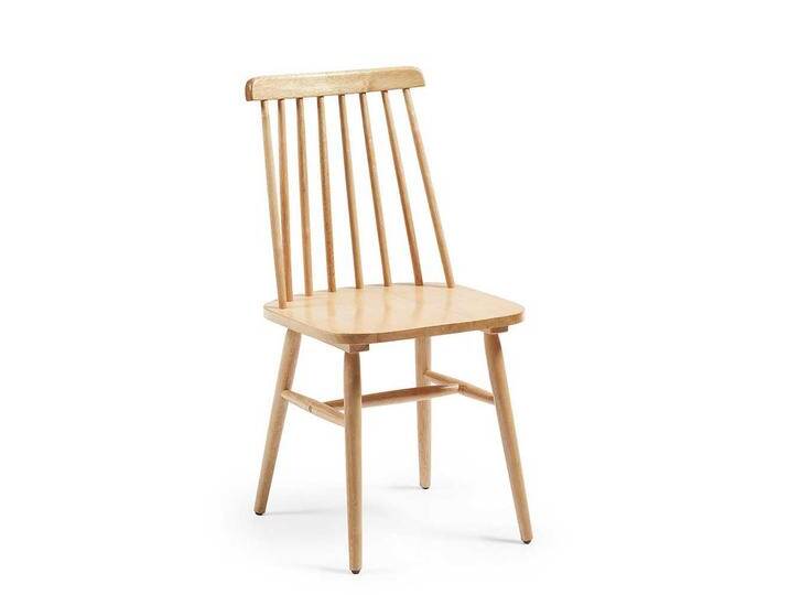 Holzstuhl aus Gummibaum massiv verstrebter Lehne (2er Set) von 4Home