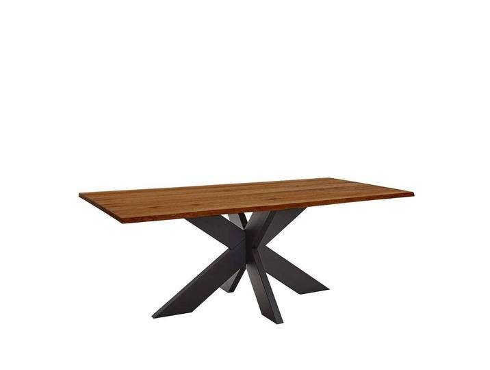 Holztisch massiv Zerreiche braun geölt Metall Spider Gestell von 4Home