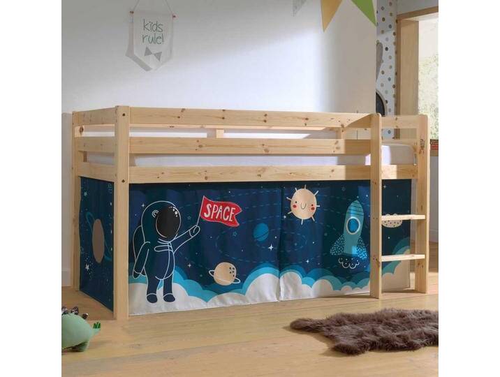 Kiefer Halbhochbett mit Vorhang Set Motiv Astronaut Kiefer Halbhochbett mit Vorhang Set Motiv Astronaut von 4Home