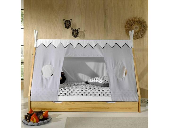 Kinder Einzelbett Zelt mit Vorhang 90x200 cm Liegefläche von 4Home