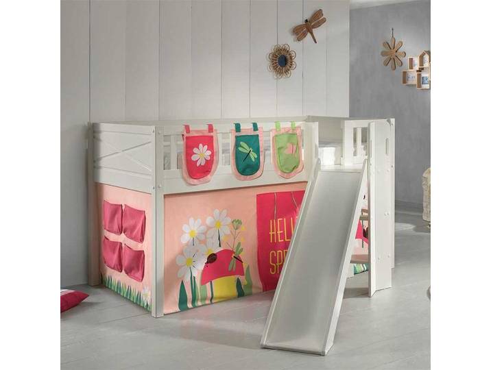Kinder Halbhochbett mit Blumen Motiv Leiter von 4Home