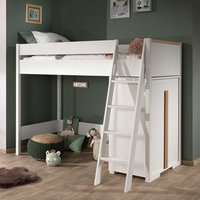 Kinder Hochbett mit Schrank Weiß und Buchefarben (zweiteilig) von 4Home