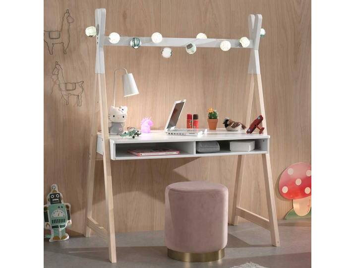 Kinder Schreibtisch aus Kiefer Massivholz und MDF lackiert von 4Home