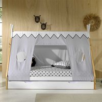 Kinder Zeltbett mit Vorhang Weiß & Kieferfarben von 4Home