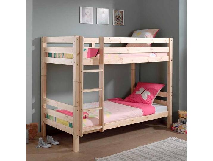 Kinderdoppelhochbett aus Kiefer Massivholz lackiert Leiter von 4Home