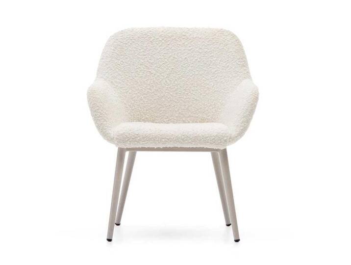 Kinderstühle aus Boucle Stoff und Metall Weiß und Beige (2er Set) von 4Home