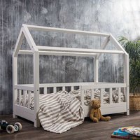 Kinderzimmer Bett Haus in Weiß Kiefer Massivholz von 4Home