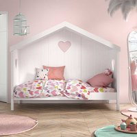 Kinderzimmer Bett Haus weiß mit Herz Motiv 172 cm hoch von 4Home
