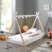 Kinderzimmer Bett im Tipi Zelt Design Weiß Kiefer massiv von 4Home