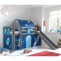 Kinderzimmer Bett in Grau und Blau Kiefer Massivholz von 4Home