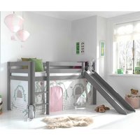 Kinderzimmer Bett in Grau und Rosa Leiter und Rutsche von 4Home