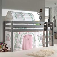 Kinderzimmer Bett in Grau und Rosa Vorhang und Tunnel von 4Home