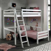 Kinderzimmer Eck Stockbett aus Kiefer Massivholz Weiß Leiter von 4Home