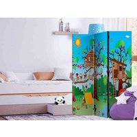 Kinderzimmer Raumteiler mit buntem Baumhaus Motiv drei Elementen von 4Home