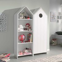 Kinderzimmer Regal mit Kleiderschrank Weiß (zweiteilig) von 4Home