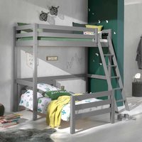 Kinderzimmer Stockbett aus Kiefer Massivholz Grau Leiter von 4Home