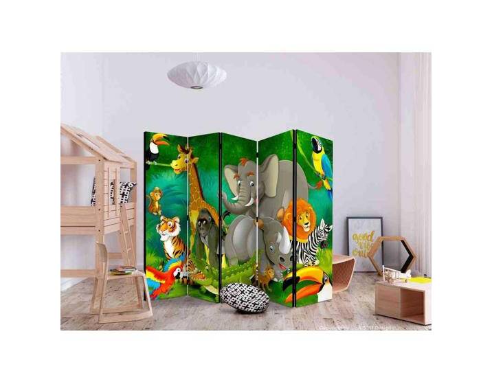 Kinderzimmer Trennwand mit Zootier Motiven 225 cm breit von 4Home