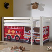 Kinderzimmerbett aus Kiefer Massivholz Vorhang Set Feuerwehr von 4Home