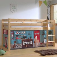 Kinderzimmerbett aus Kiefer Massivholz Vorhang Set von 4Home