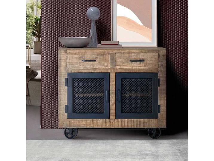 Kommode Holzkommode aus Mangobaum Massivholz auf Rollen von 4Home