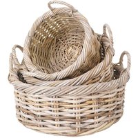 Korb Set 3-teilig Kubu Rattan im Landhausstil 50 cm breit (dreiteilig) von 4Home