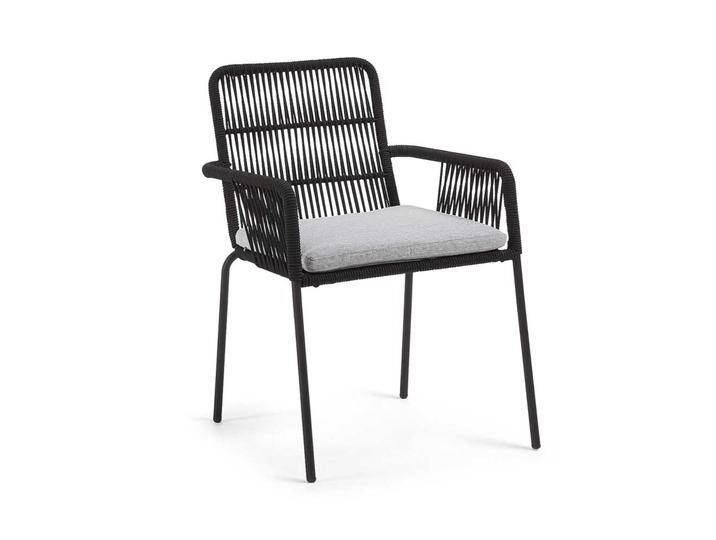 Kordel Geflecht Stühle in Schwarz Armlehnen (2er Set) von 4Home