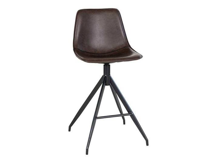 Kunstleder Barhocker in Dunkelbraun Vierfußgestell aus Metall (2er Set) von 4Home