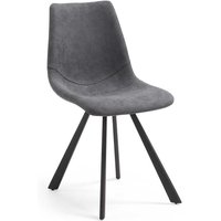 Kunstleder Stühle in Dunkelgrau Metallgestell (2er Set) von 4Home